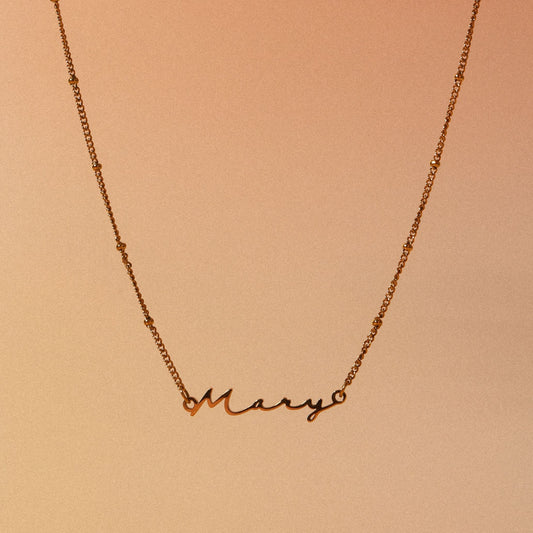 Damen Namens Halskette Gold personalisiert wasserfest Beaded Chain
