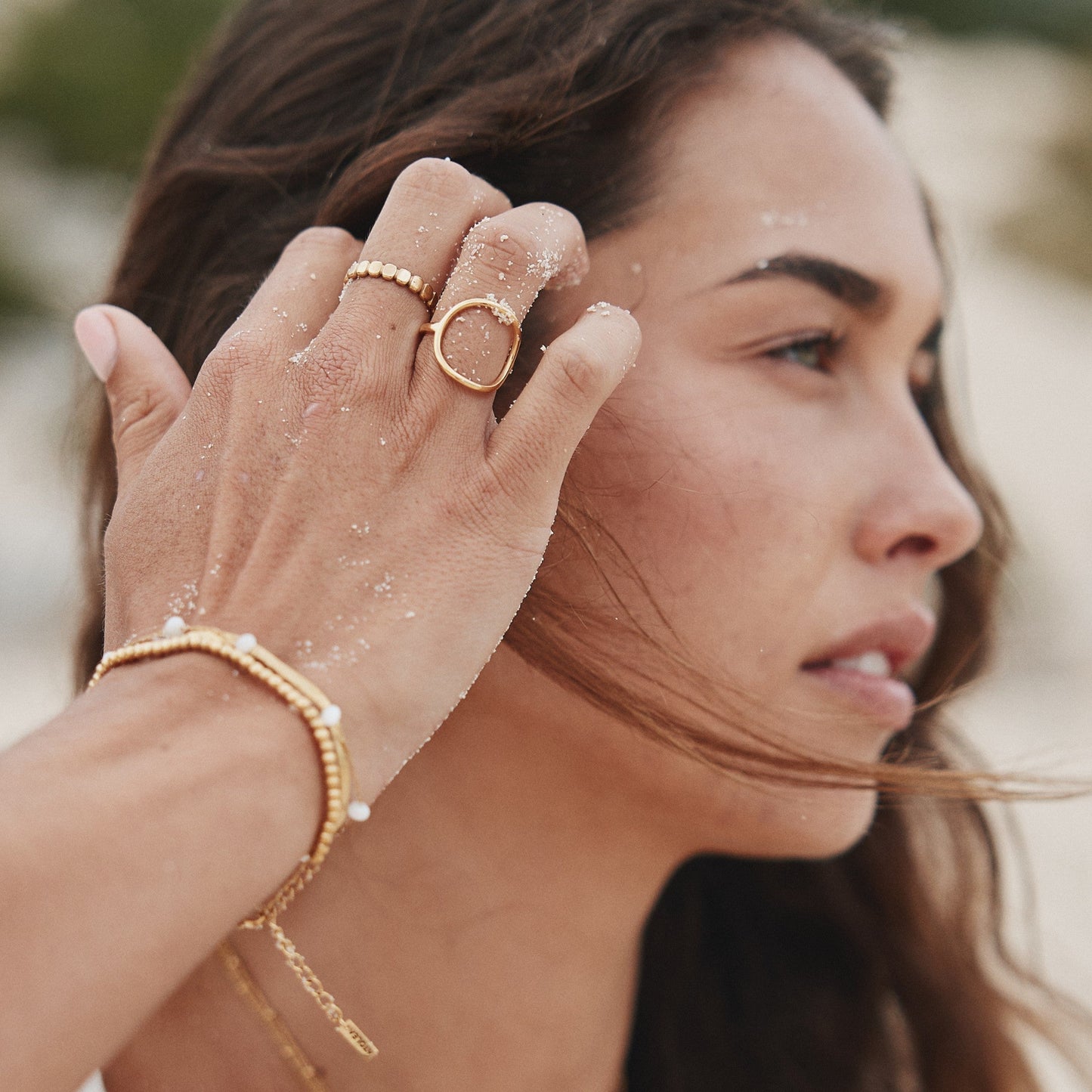 Damen Ring gold oval minimalistisch wasserfest hypoallergen