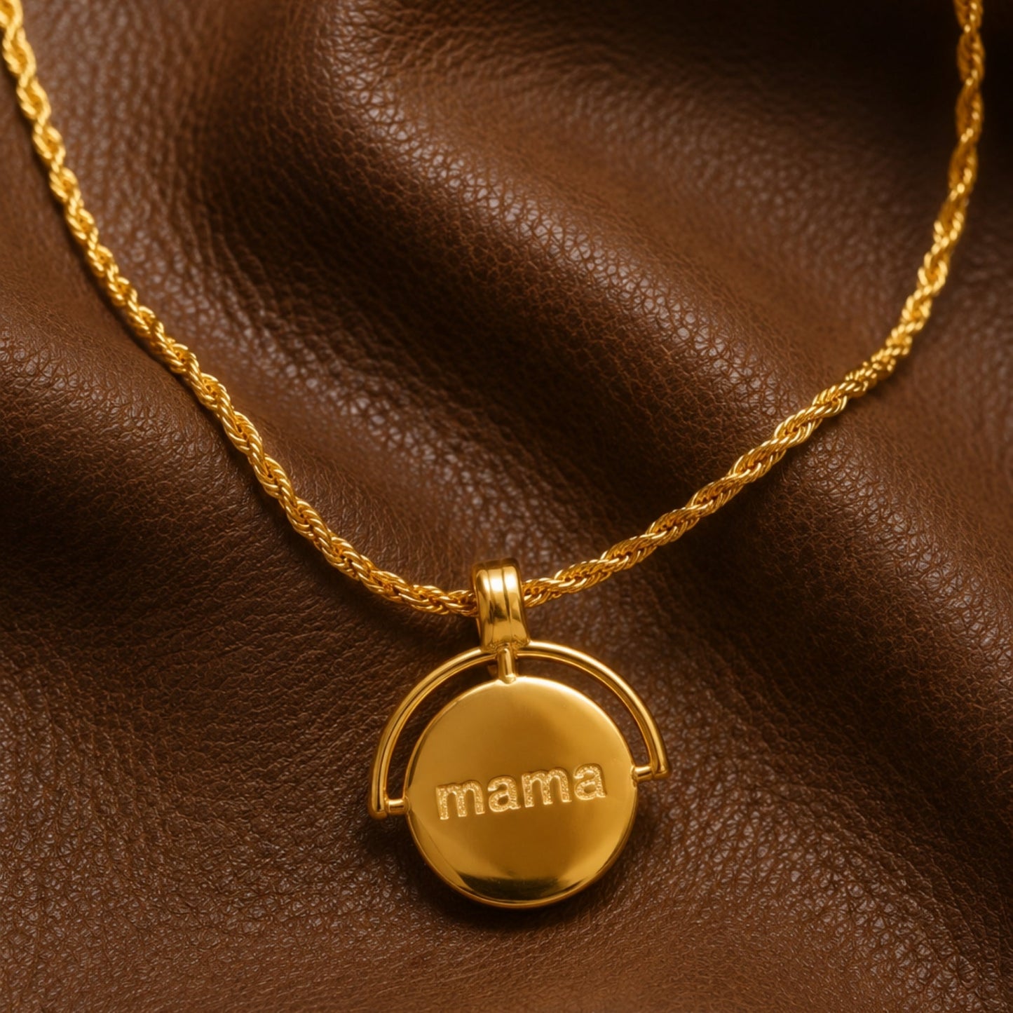 Damen Halskette Gold personalisiert mit Gravur, runder Anhänger, wasserfest