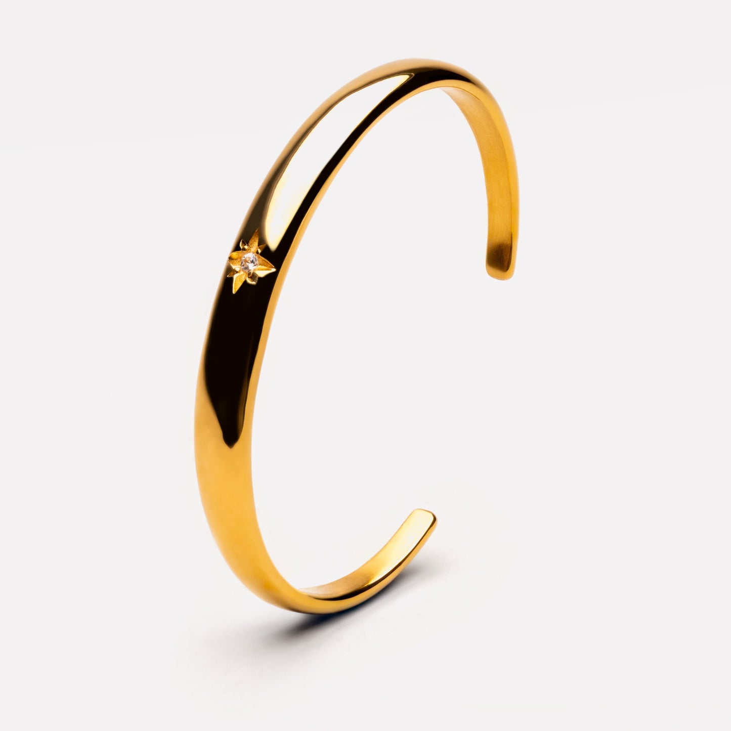 Damen Armreif Gold mit Sternmotiv und Zirkonsteinen wasserfest hypoallergen Edelstahl