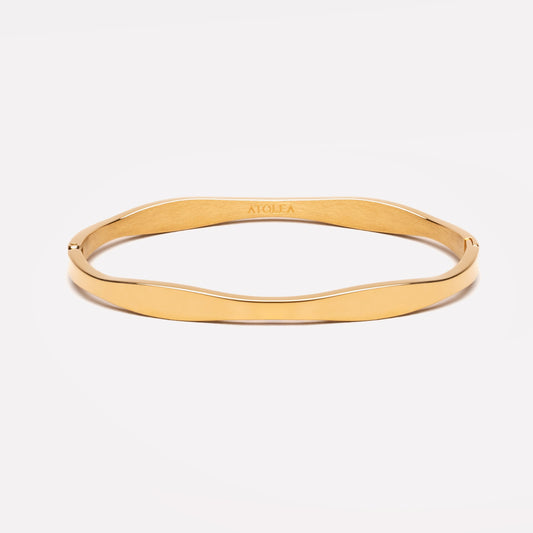 Damen Armreif Gold Wellenform wasserdicht hypoallergen Edelstahl PVD