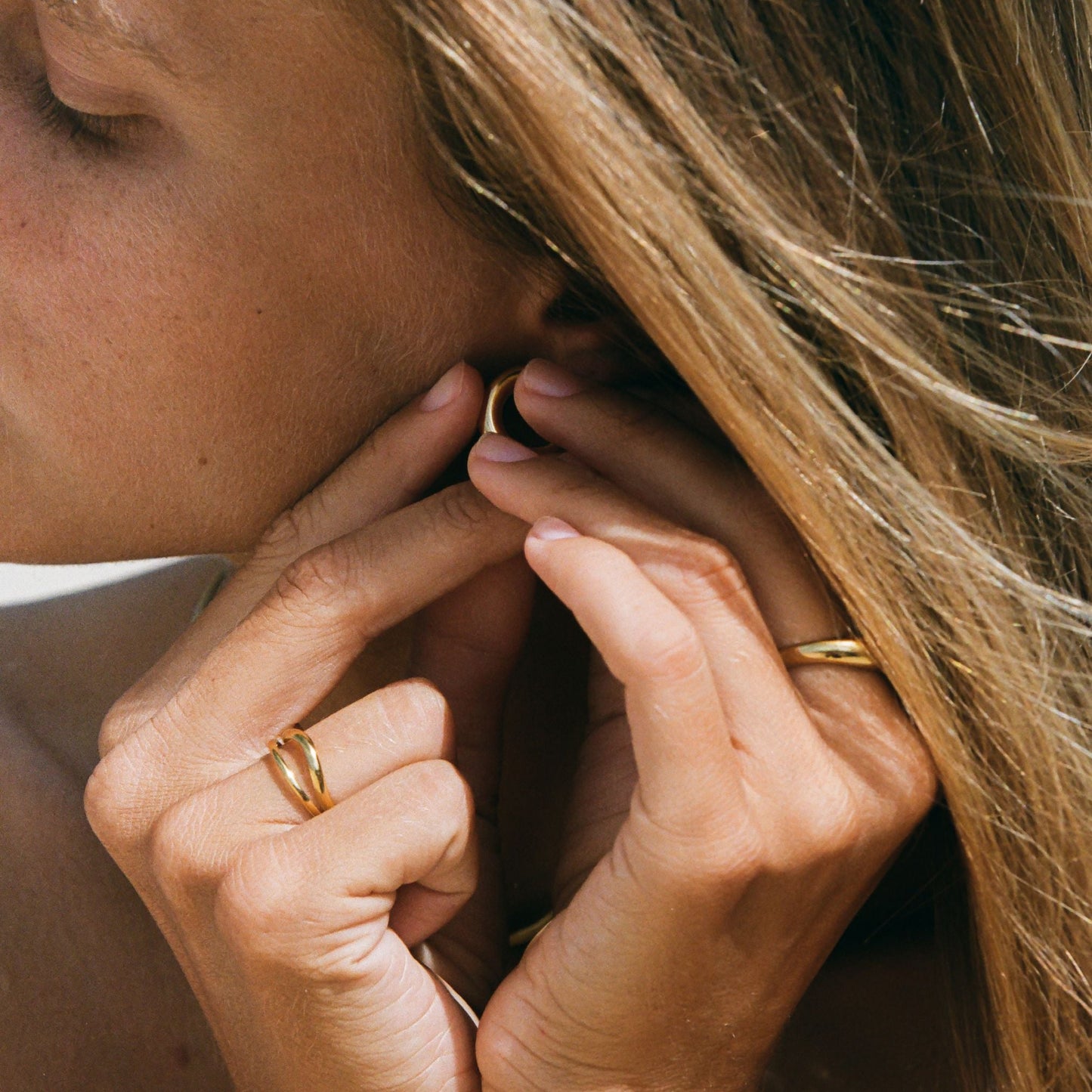 Damen Doppelring Gold wasserfest hypoallergen