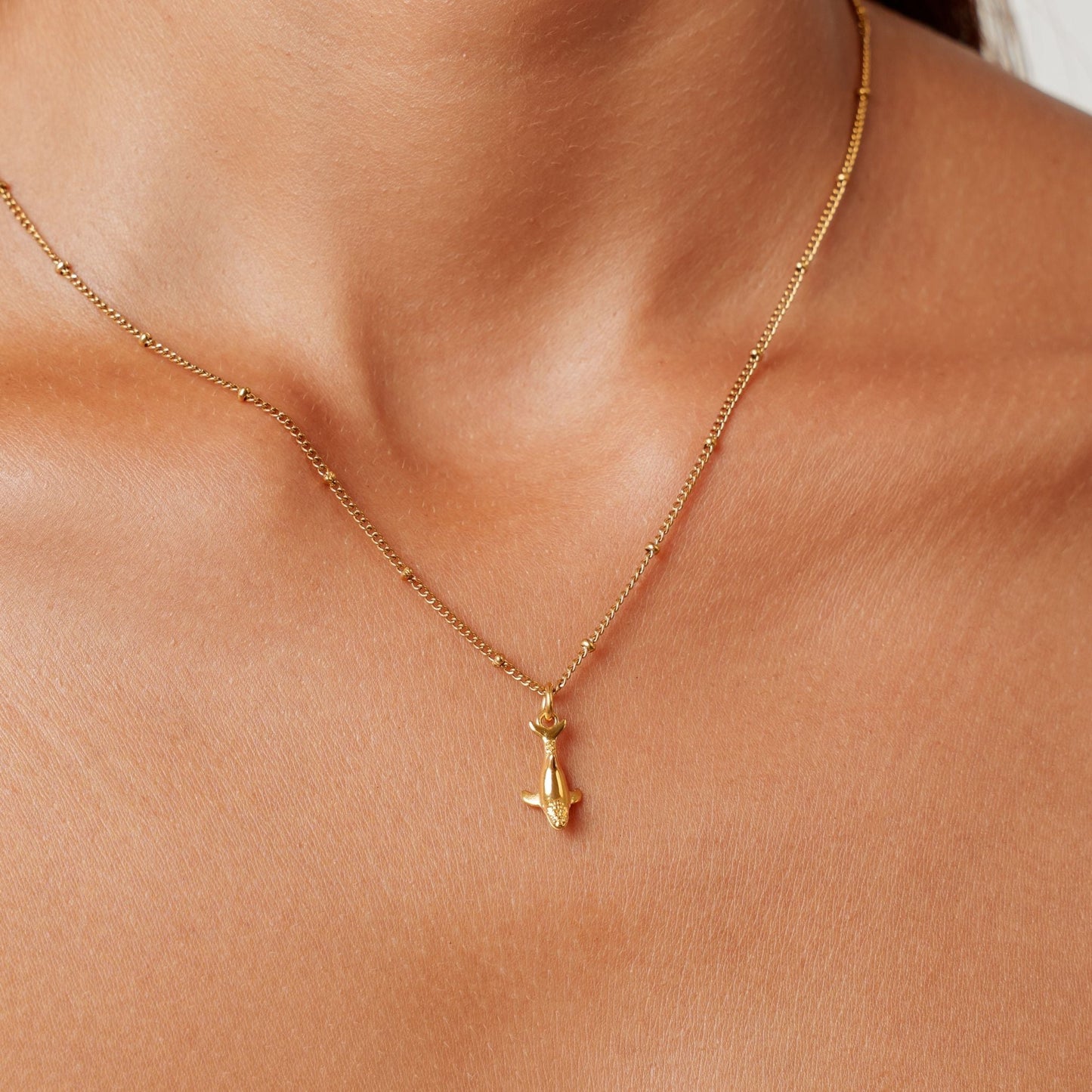 Damen Wal Kette Gold mit Anhänger wasserfest Edelstahl