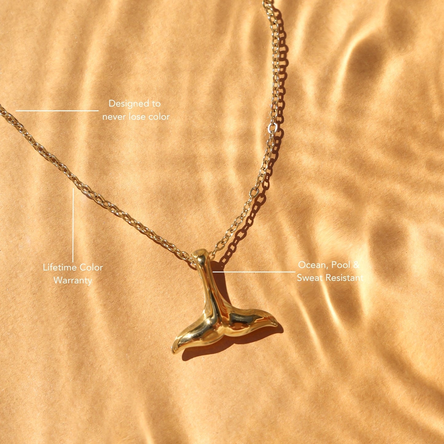 Damen Halskette Gold Walflosse Anhänger wasserdicht hypoallergen