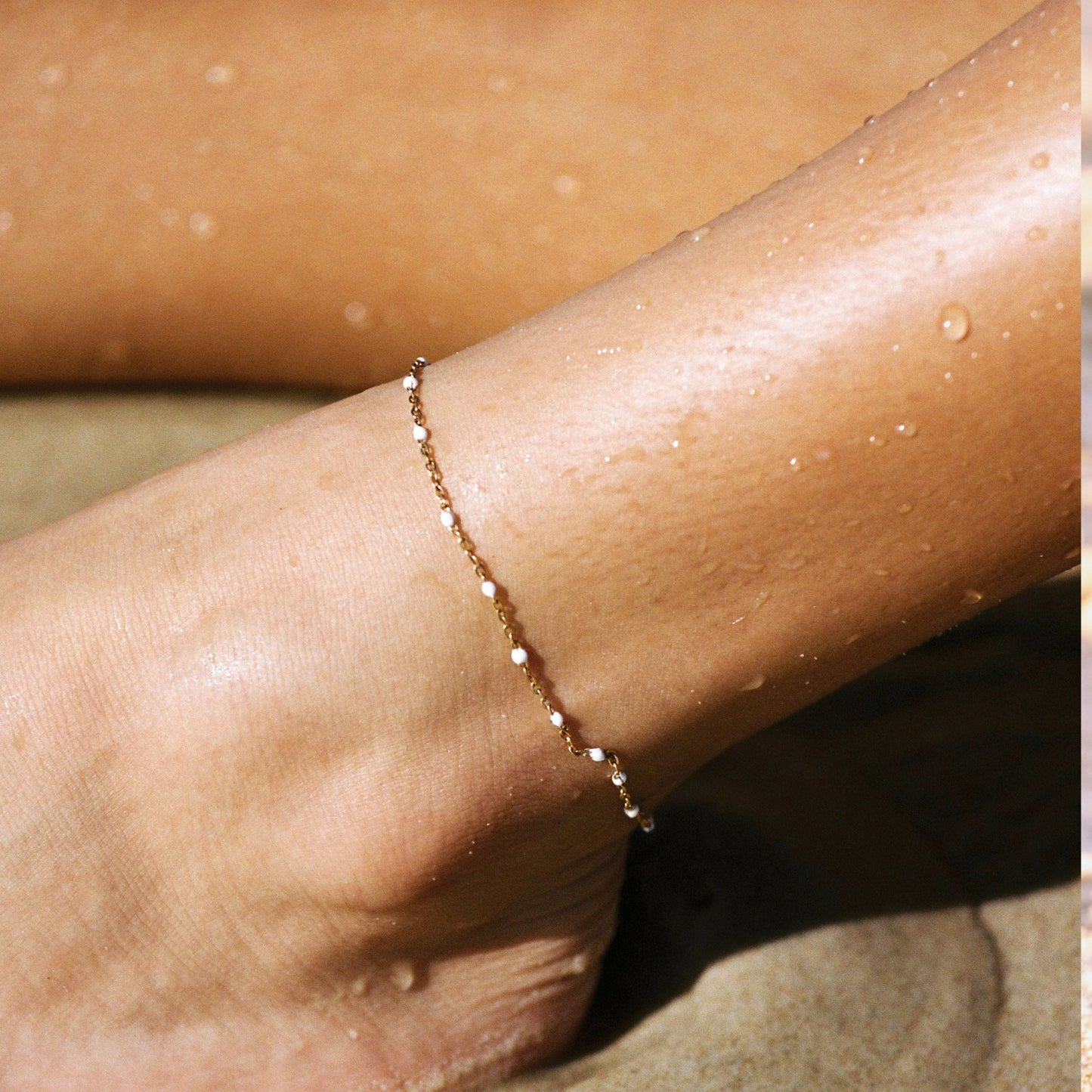 Damen Fußkettchen gold Edelstahl wasserfest hypoallergen
