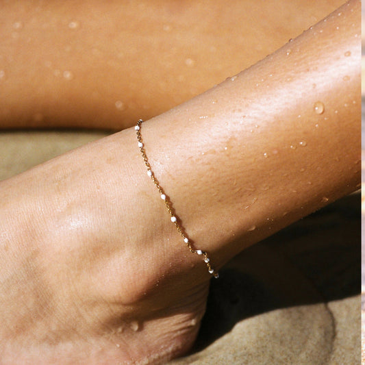 Damen Fußkettchen gold Edelstahl wasserfest hypoallergen