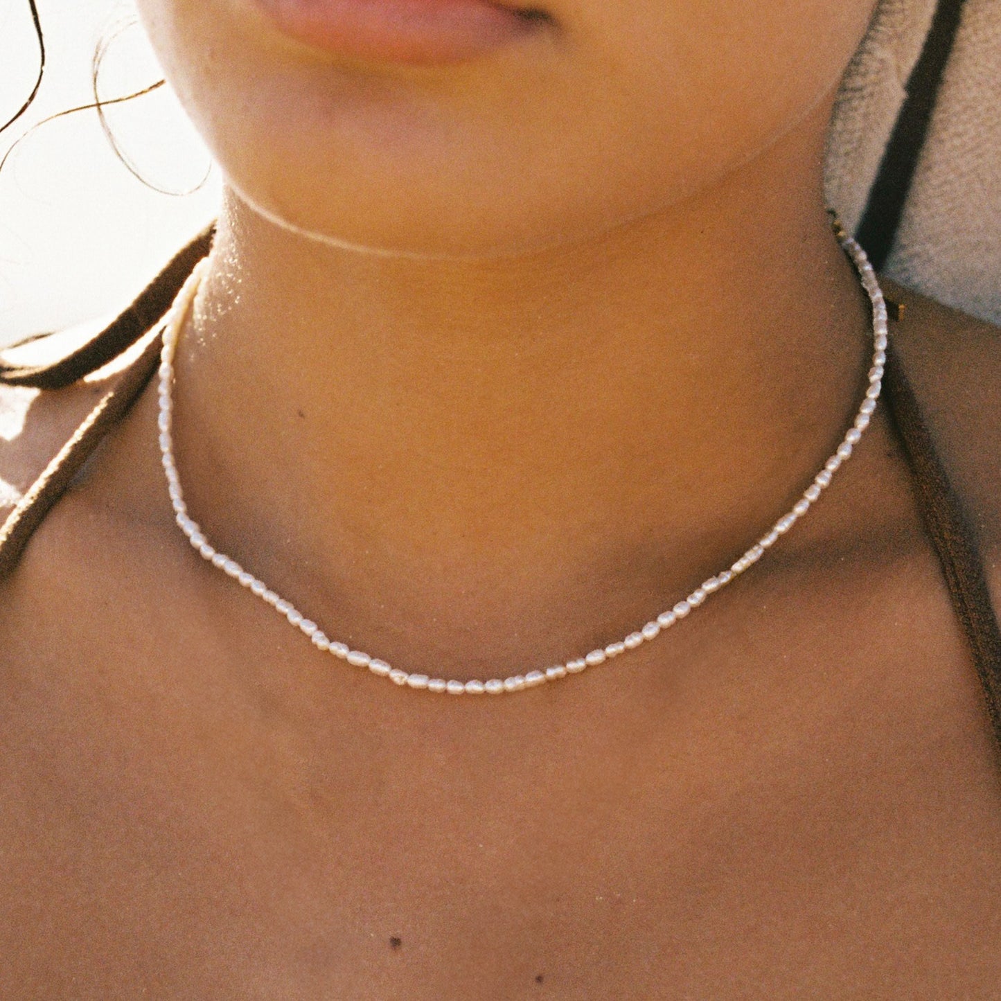 Damen Perlen Choker Halskette Gold Süßwasserperlen wasserdicht hypoallergen