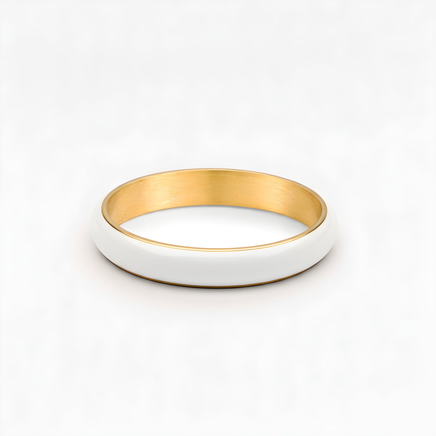 Damen Ring Gold Weiß Emaille wasserfest hypoallergen