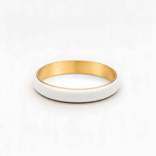 Damen Ring Gold Weiß Emaille wasserfest hypoallergen