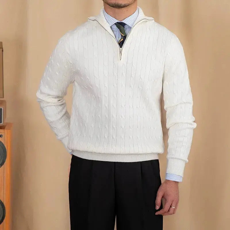 Pullover mit Reissverschluss aus Zopfstrick