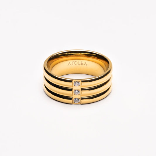 Damen Ring Gold mit Zirkonsteinen wasserdicht hypoallergen