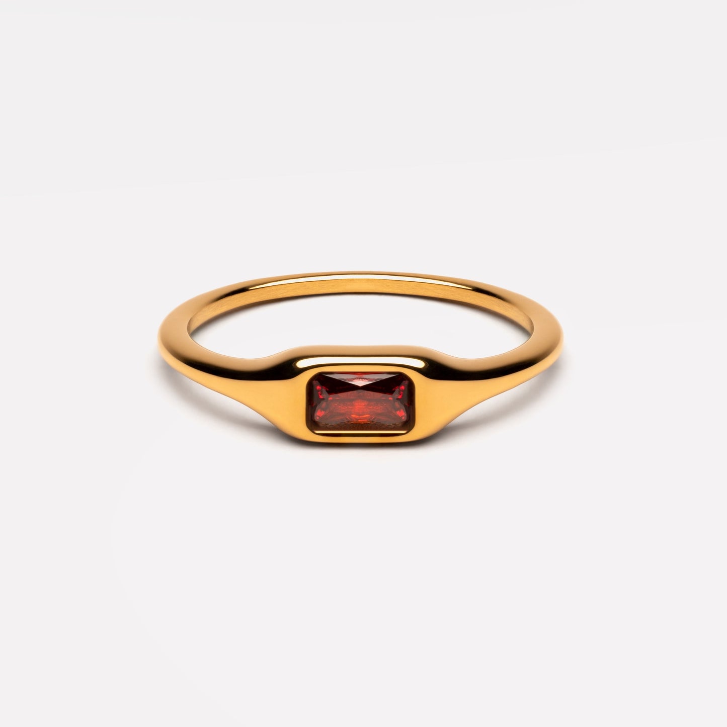 Damen Ring Gold mit Zirkon, schmaler Edelstahlring, wasserfest, hypoallergen