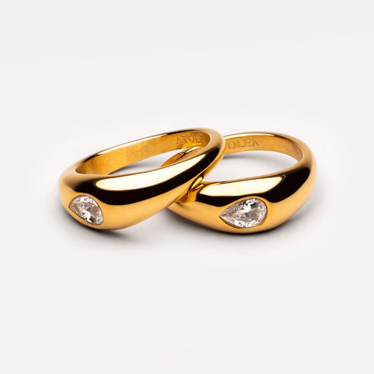 Damen Ring Set Gold wasserfest mit Zirkonen, hypoallergen