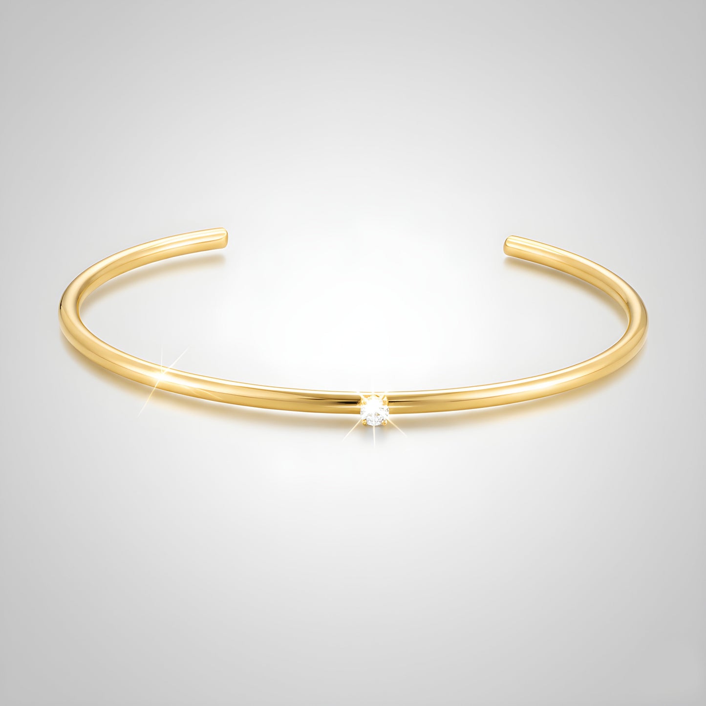 Damen Armreif Gold mit weißem Zirkon verstellbar wasserfest hypoallergen Edelstahl