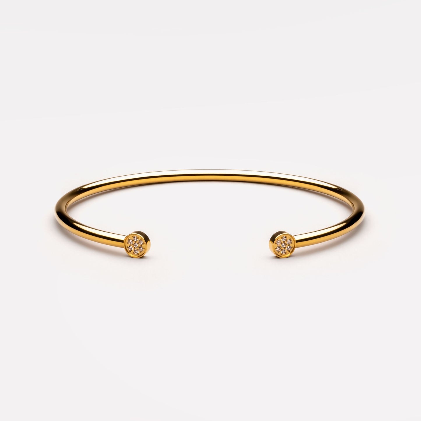 Damen Armreif Gold mit weißen Zirkonsteinen verstellbar wasserfest hypoallergen Edelstahl
